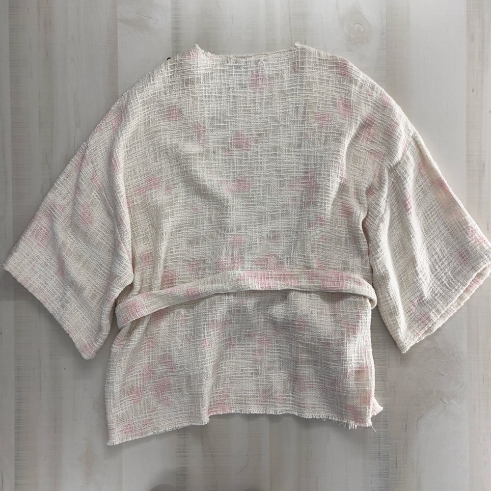 BEAUTIFUL STORIES x Anthropologie Livia textured beaded kimono cardigan OS pink - Picture 7 of 9